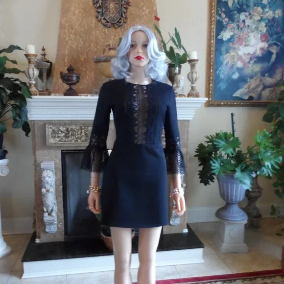 Self-Portrait | Dresses | Selfportrait Black Embellished Corded Lace Mini  Dress Size Us 4 | Poshmark